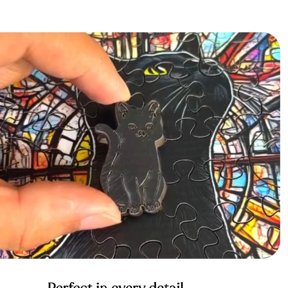 Wooden Jigsaw Puzzle- stained glass cat - A5 size - Picture 4 of 5